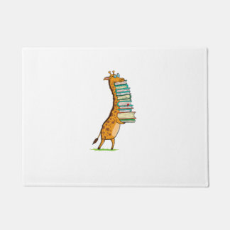 Funny Book Reading Giraffe I Love My Library Deurmat