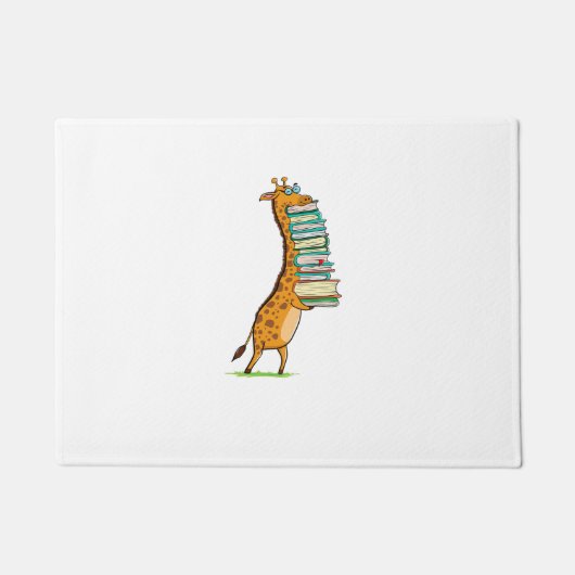 Funny Book Reading Giraffe I Love My Library Deurmat (Voorkant)