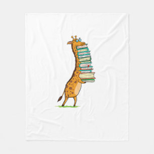 Funny Book Reading Giraffe I Love My Library Fleece Deken