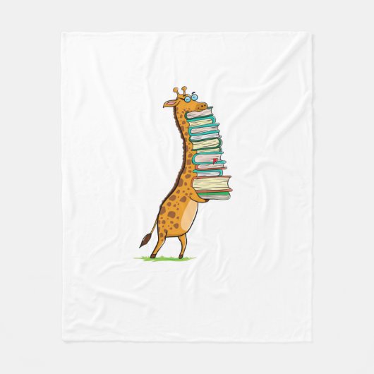 Funny Book Reading Giraffe I Love My Library Fleece Deken (Voorkant)