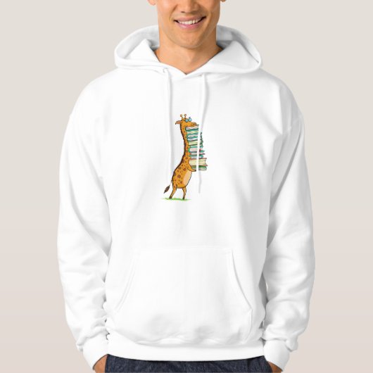 Funny Book Reading Giraffe I Love My Library Hoodie (Voorkant)