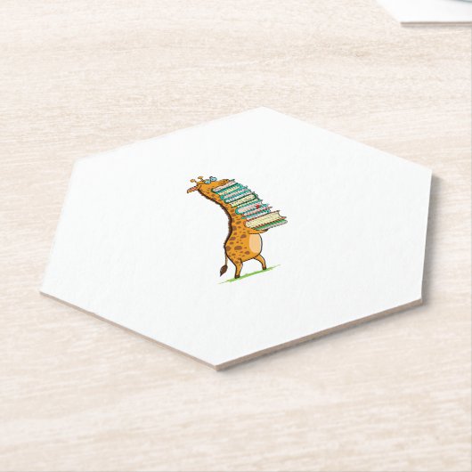 Funny Book Reading Giraffe I Love My Library Kartonnen Onderzetters (Schuin)