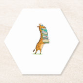 Funny Book Reading Giraffe I Love My Library Kartonnen Onderzetters (Voorkant)