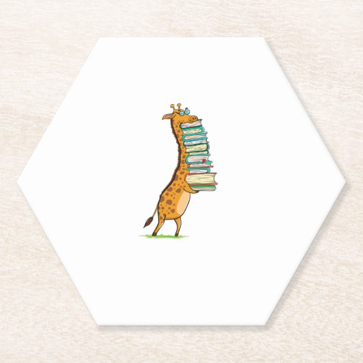 Funny Book Reading Giraffe I Love My Library Kartonnen Onderzetters (Voorkant)