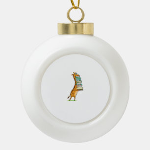 Funny Book Reading Giraffe I Love My Library Keramische Bal Ornament