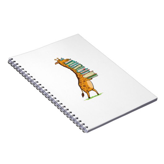 Funny Book Reading Giraffe I Love My Library Notitieboek (Rechterzijde)