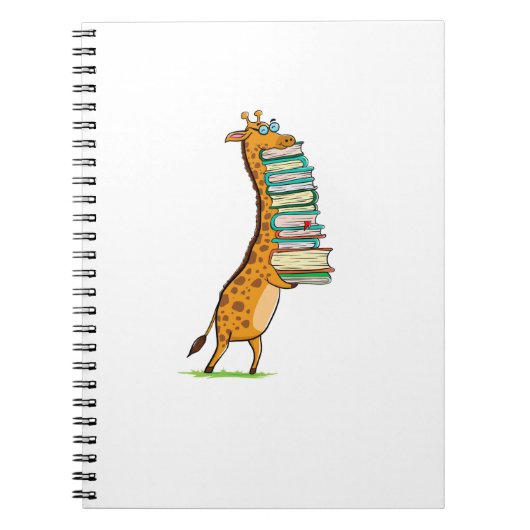 Funny Book Reading Giraffe I Love My Library Notitieboek (Voorkant)