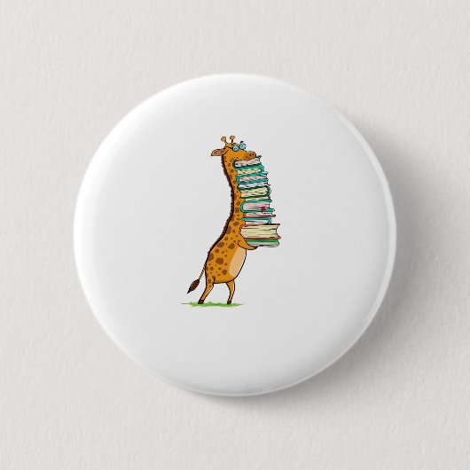 Funny Book Reading Giraffe I Love My Library Ronde Button 5,7 Cm (Voorkant)