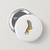 Funny Book Reading Giraffe I Love My Library Ronde Button 5,7 Cm (Voorkant /achterkant)