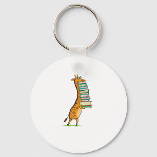 Funny Book Reading Giraffe I Love My Library Sleutelhanger