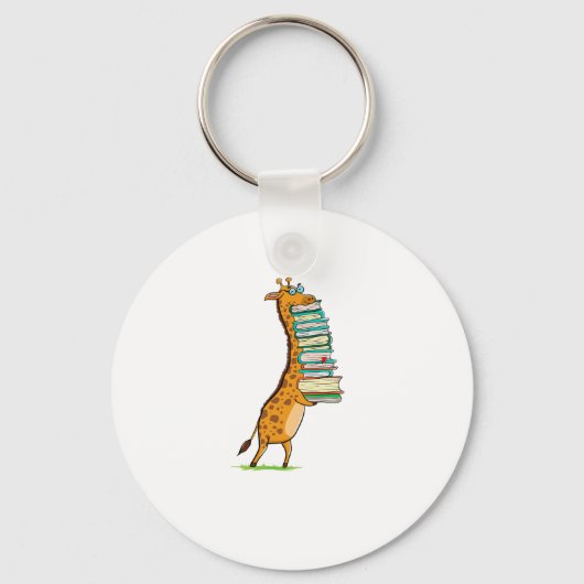 Funny Book Reading Giraffe I Love My Library Sleutelhanger (Voorkant)