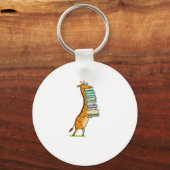 Funny Book Reading Giraffe I Love My Library Sleutelhanger (Voorkant)