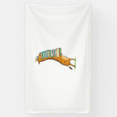 Funny Book Reading Giraffe I Love My Library Spandoek (Verticaal)