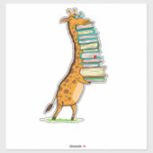Funny Book Reading Giraffe I Love My Library Sticker (Vel)