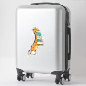 Funny Book Reading Giraffe I Love My Library Sticker (Koffer)