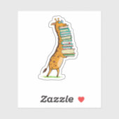Funny Book Reading Giraffe I Love My Library Sticker (Vel)