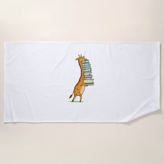 Funny Book Reading Giraffe I Love My Library Strandlaken (Voorkant)