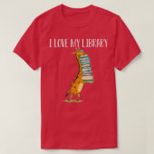 Funny Book Reading Giraffe I Love My Library  T-shirt (Design voorkant)