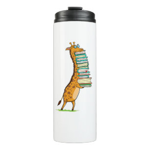 Funny Book Reading Giraffe I Love My Library Thermosbeker