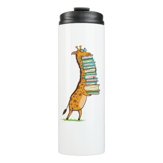Funny Book Reading Giraffe I Love My Library Thermosbeker (Voorkant)