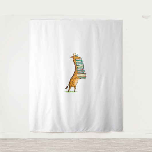 Funny Book Reading Giraffe I Love My Library Wandkleed (Voorkant)
