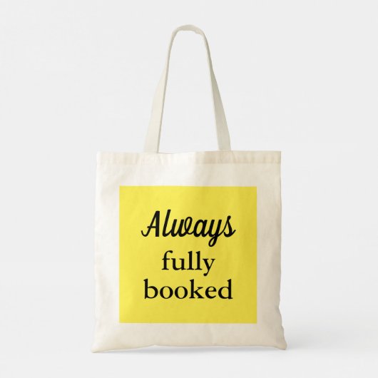 Funny book tas,  geel, machinaal wasbaar tote bag (Achterkant)