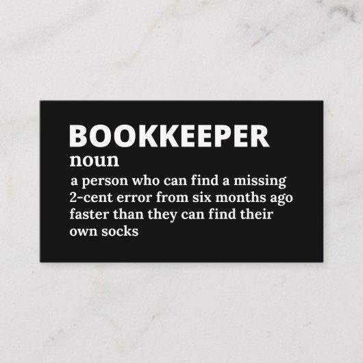 Funny Bookkeeper Definition Visitekaartje (Voorkant)