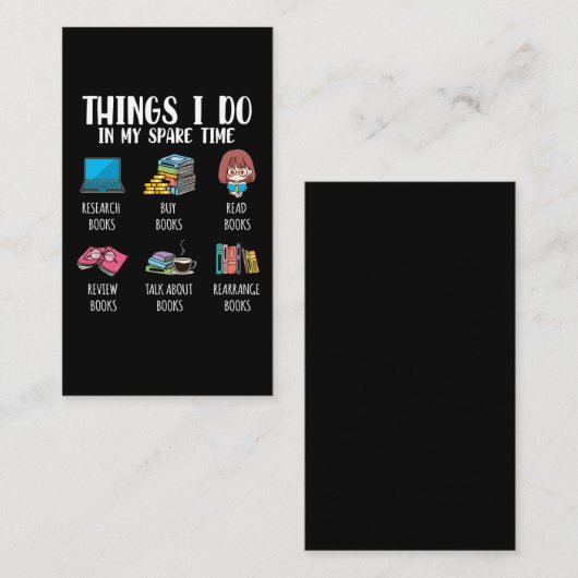 Funny Bookworm Author Novel Reading Book Lover Visitekaartje (Voorkant / Achterkant)