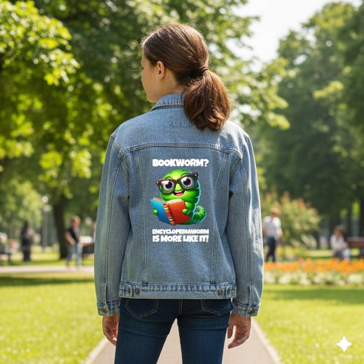 Funny Bookworm? Encyclopediaworm is More Like It! Denim Jacket