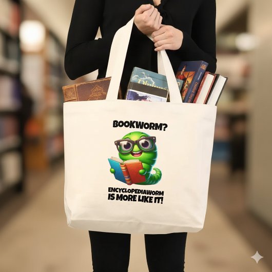 Funny Bookworm? Encyclopediaworm is More Like It! Grote Tote Bag