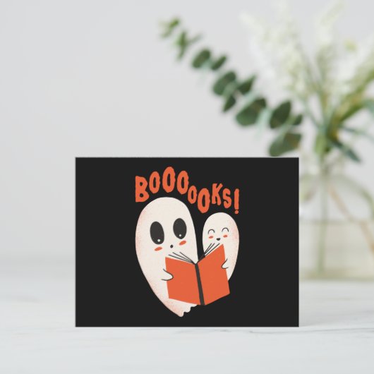 Funny Bookworm Ghost Halloween Costume Booooks Briefkaart (Staand voorkant)