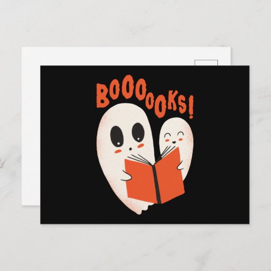 Funny Bookworm Ghost Halloween Costume Booooks Briefkaart (Voorkant / Achterkant)
