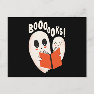 Funny Bookworm Ghost Halloween Costume Booooks Briefkaart