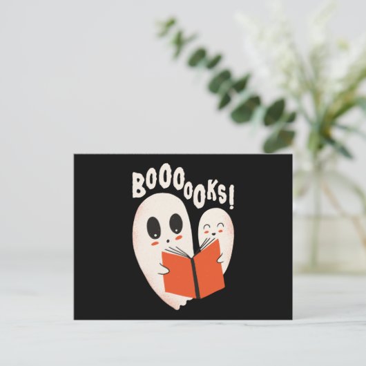 Funny Bookworm Ghost Halloween Costume Booooks Briefkaart (Staand voorkant)