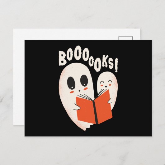 Funny Bookworm Ghost Halloween Costume Booooks Briefkaart (Voorkant / Achterkant)