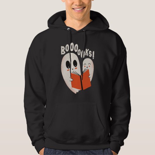 Funny Bookworm Ghost Halloween Costume Booooks Hoodie (Voorkant)