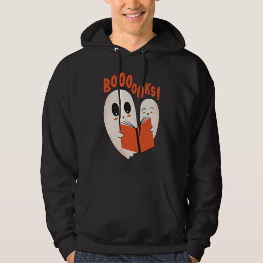 Funny Bookworm Ghost Halloween Costume Booooks Hoodie (Voorkant)