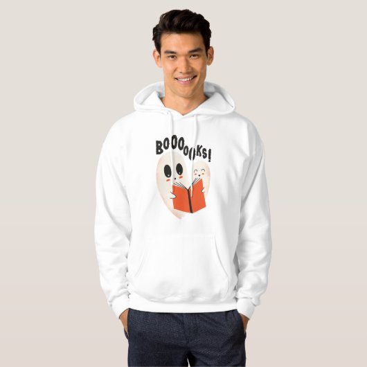 Funny Bookworm Ghost Halloween Costume Booooks Hoodie (Voorkant volledig)