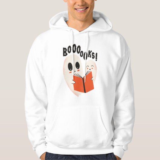 Funny Bookworm Ghost Halloween Costume Booooks Hoodie (Voorkant)