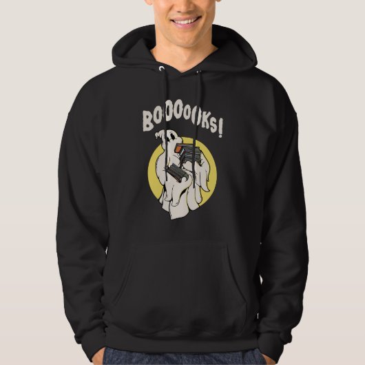 Funny Bookworm Ghost Halloween Costume Booooks Hoodie (Voorkant)