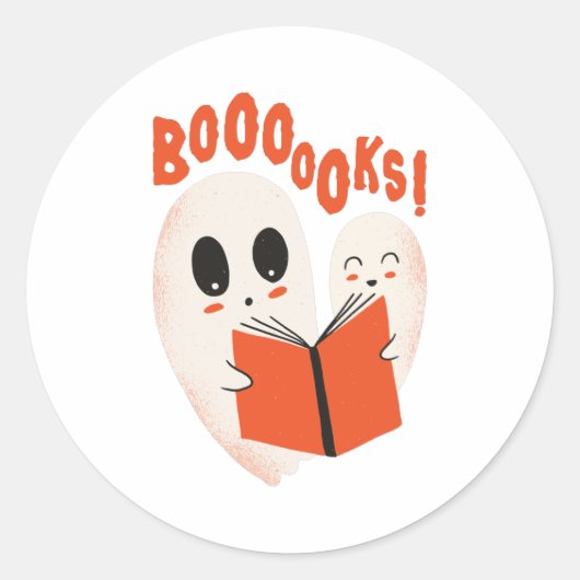 Funny Bookworm Ghost Halloween Costume Booooks Ronde Sticker (Voorkant)