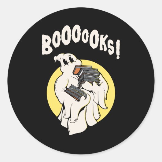 Funny Bookworm Ghost Halloween Costume Booooks Ronde Sticker (Voorkant)
