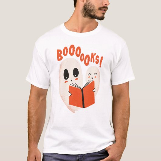 Funny Bookworm Ghost Halloween Costume Booooks T-shirt (Voorkant)