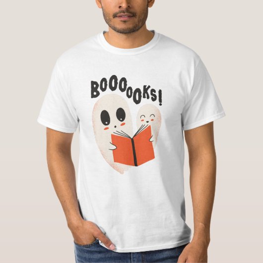 Funny Bookworm Ghost Halloween Costume Booooks T-shirt (Voorkant)