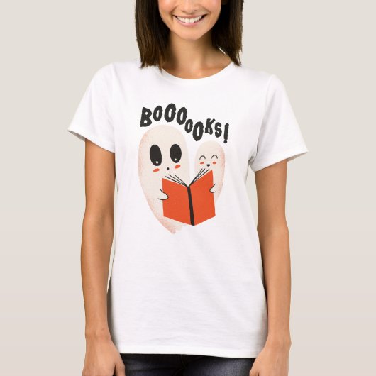 Funny Bookworm Ghost Halloween Costume Booooks T-shirt (Voorkant)