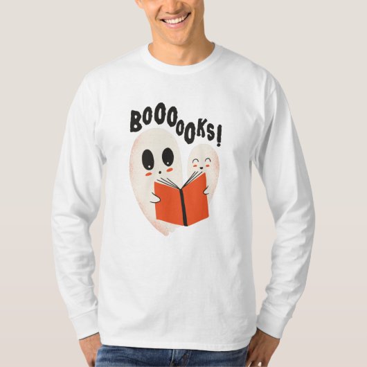Funny Bookworm Ghost Halloween Costume Booooks T-shirt (Voorkant)