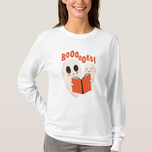 Funny Bookworm Ghost Halloween Costume Booooks T-shirt (Voorkant)