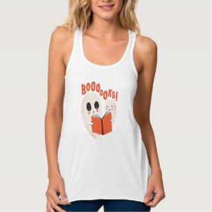 Funny Bookworm Ghost Halloween Costume Booooks Tanktop