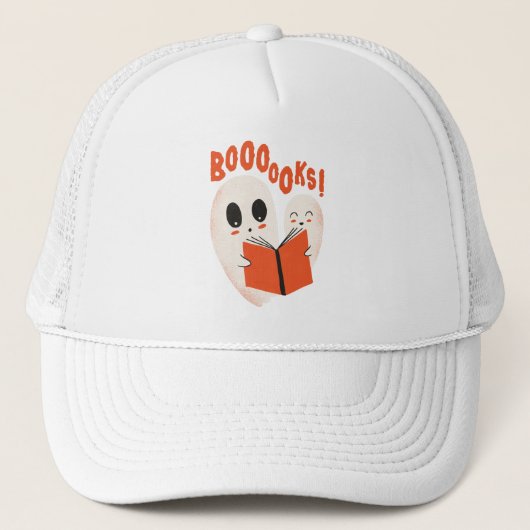 Funny Bookworm Ghost Halloween Costume Booooks Trucker Pet (Voorkant)