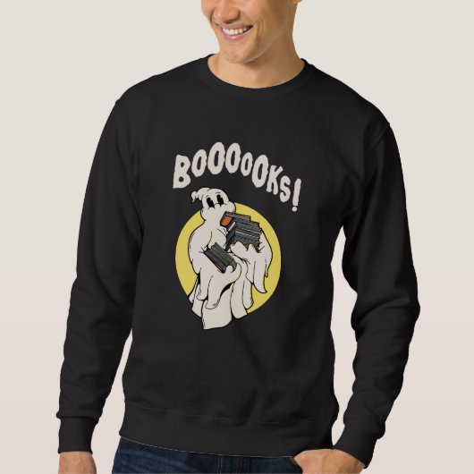 Funny Bookworm Ghost Halloween Costume Booooks Trui (Voorkant)